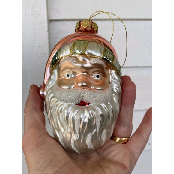 Vintage Blown Glass Santa Clause Face Christmas Ornament - Picture 5 of 9